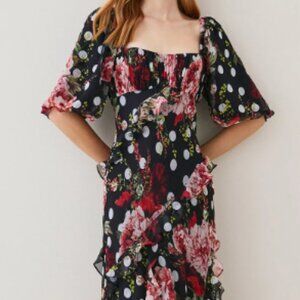 Karen Millan Gorgeous Polka Dot + Floral Maxi Flowy Fancy Dress NWOT - SIZE 8